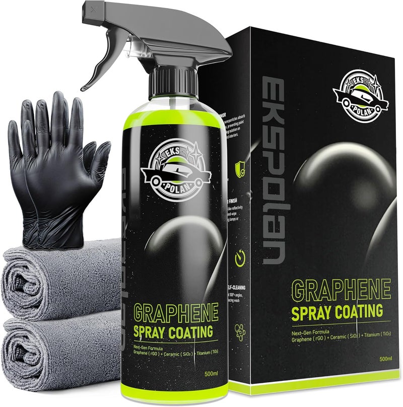 EKSPOLAN Graphene Spray Coating(16.9 Oz.) - UV Ceramic Coating for Cars -3-in-1Next Gen Car Wax Spray for Cars for Incredibly Slick, Glossy Finish- Waterless Wash & Wax (Green-500ml) - Image 1